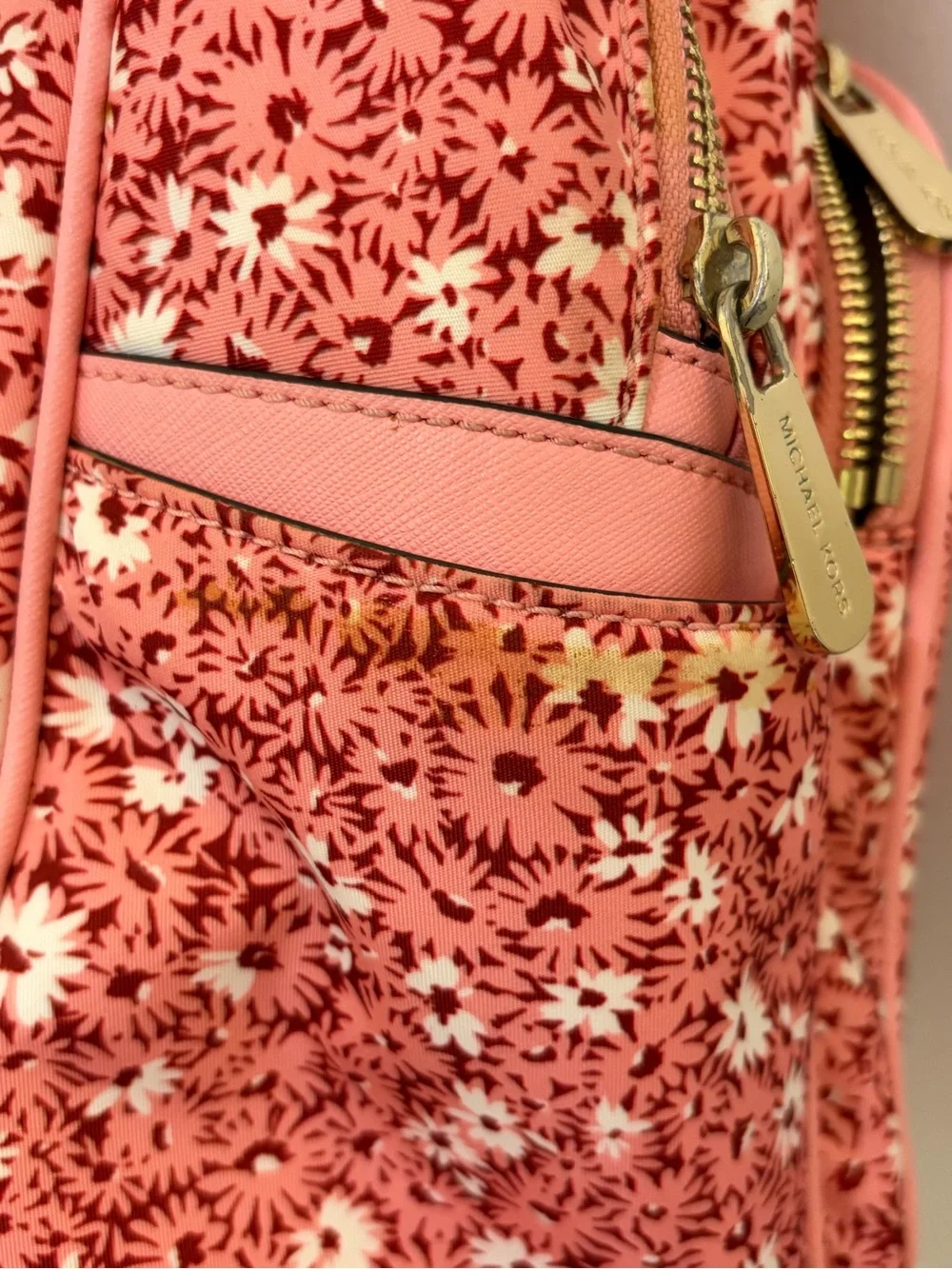 Michael Kors Coral Pink Floral Printed Backpack